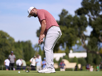 Jon Rahm of Spain plays a shot on the 8th green during day four of the Estrella Damm N.A. Andalucia Masters 2024 at Real Club de Golf Sotogr...