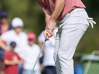 Jon Rahm of Spain plays a shot on the 8th green during day four of the Estrella Damm N.A. Andalucia Masters 2024 at Real Club de Golf Sotogr...