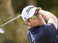 Julien Guerrier of France tees off on the 5th hole during day four of the Estrella Damm N.A. Andalucia Masters 2024 at Real Club de Golf Sot...