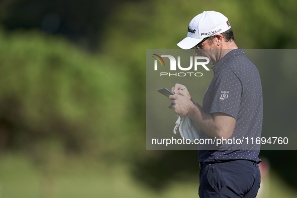 Julien Guerrier of France studies his shot on the 2nd hole during day four of the Estrella Damm N.A. Andalucia Masters 2024 at Real Club de...