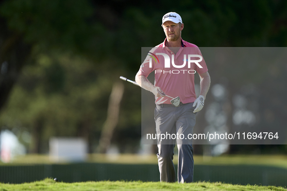 Justin Harding of South Africa reacts on the 1st green during day four of the Estrella Damm N.A. Andalucia Masters 2024 at Real Club de Golf...