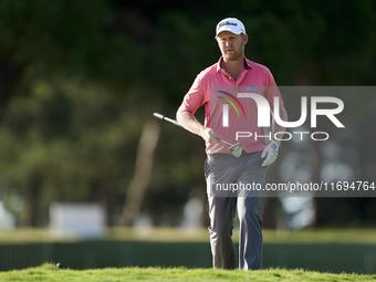 Justin Harding of South Africa reacts on the 1st green during day four of the Estrella Damm N.A. Andalucia Masters 2024 at Real Club de Golf...