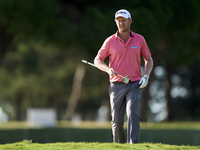 Justin Harding of South Africa reacts on the 1st green during day four of the Estrella Damm N.A. Andalucia Masters 2024 at Real Club de Golf...