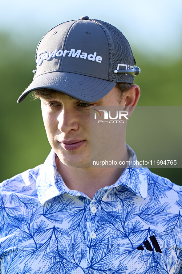 Jayden Schaper of South Africa looks on the 1st green during day four of the Estrella Damm N.A. Andalucia Masters 2024 at Real Club de Golf...