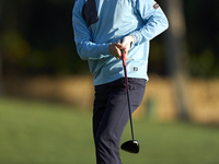 Marcus Kinhult of Sweden tees off on the 2nd hole on the fourth day of the Estrella Damm N.A. Andalucia Masters 2024 at Real Club de Golf So...