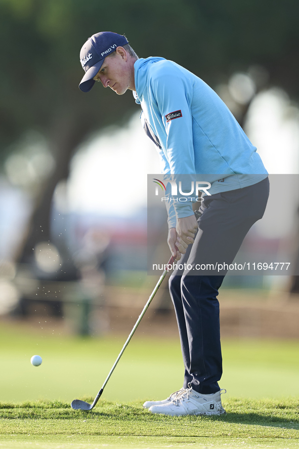 Marcus Kinhult of Sweden approaches his ball on the 1st green during day four of the Estrella Damm N.A. Andalucia Masters 2024 at Real Club...