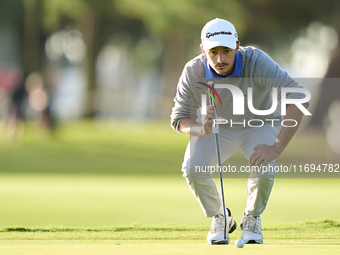 Tom Vaillant of France studies his shot on the 1st green on the fourth day of the Estrella Damm N.A. Andalucia Masters 2024 at Real Club de...