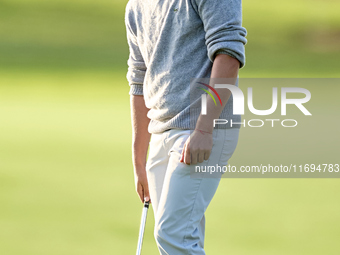 Tom Vaillant of France reacts on the 1st green during day four of the Estrella Damm N.A. Andalucia Masters 2024 at Real Club de Golf Sotogra...