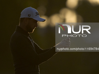 Laurie Canter of England reacts on the 1st green during day four of the Estrella Damm N.A. Andalucia Masters 2024 at Real Club de Golf Sotog...