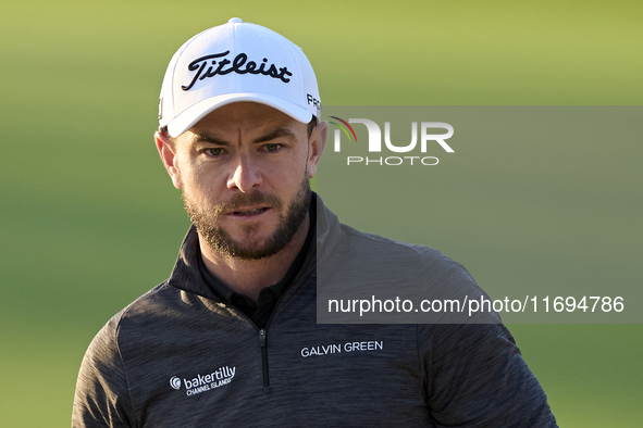 Laurie Canter of England reacts on the 1st green during day four of the Estrella Damm N.A. Andalucia Masters 2024 at Real Club de Golf Sotog...