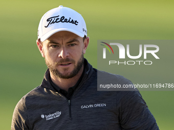 Laurie Canter of England reacts on the 1st green during day four of the Estrella Damm N.A. Andalucia Masters 2024 at Real Club de Golf Sotog...