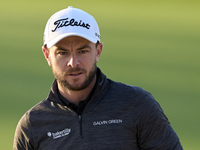 Laurie Canter of England reacts on the 1st green during day four of the Estrella Damm N.A. Andalucia Masters 2024 at Real Club de Golf Sotog...