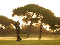 Daniel Hillier of New Zealand plays his second shot on the 1st hole during day four of the Estrella Damm N.A. Andalucia Masters 2024 at Real...