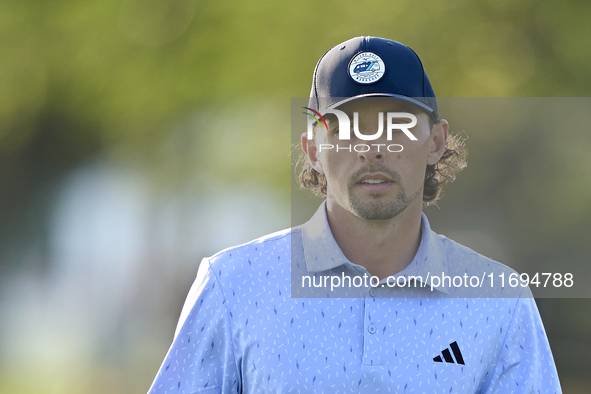 Marco Penge of England reacts on the 1st green during day four of the Estrella Damm N.A. Andalucia Masters 2024 at Real Club de Golf Sotogra...