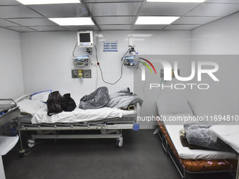 A photo tour organized by the administration of the Sahel Hospital on October 22, 2024, shows a nurse in the intensive care unit in the hosp...