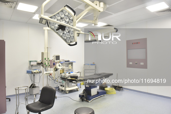 A photo tour organized by the administration of the Sahel Hospital on October 22, 2024, shows a nurse in the intensive care unit in the hosp...