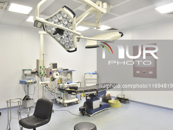 A photo tour organized by the administration of the Sahel Hospital on October 22, 2024, shows a nurse in the intensive care unit in the hosp...