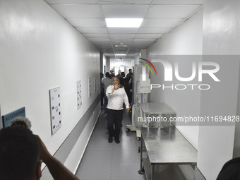 A photo tour organized by the administration of the Sahel Hospital on October 22, 2024, shows a nurse in the intensive care unit in the hosp...