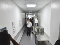 A photo tour organized by the administration of the Sahel Hospital on October 22, 2024, shows a nurse in the intensive care unit in the hosp...