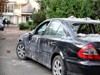 A car is damaged by the October 18 Russian missile strike in Odesa, Ukraine, on October 19, 2024. NO USE RUSSIA. NO USE BELARUS. (