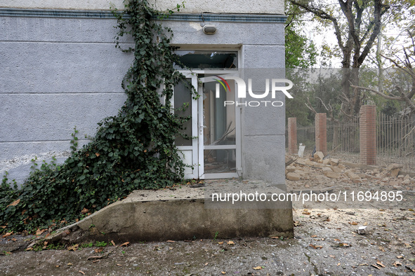 A sanatorium is damaged by the October 18 Russian missile strike in Odesa, Ukraine, on October 19, 2024. NO USE RUSSIA. NO USE BELARUS. 