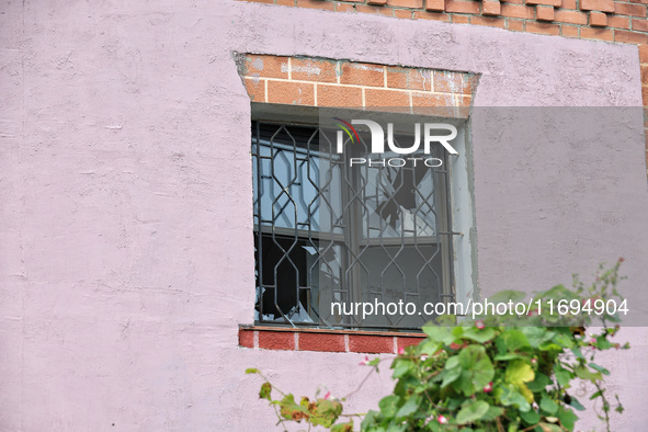 A smashed window is present after the October 18 Russian missile strike in Odesa, Ukraine, on October 19, 2024. NO USE RUSSIA. NO USE BELARU...