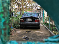 A car is damaged by the October 18 Russian missile strike in Odesa, Ukraine, on October 19, 2024. NO USE RUSSIA. NO USE BELARUS. (