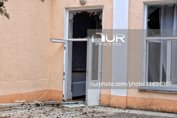 A building is damaged by the October 18 Russian missile strike in Odesa, Ukraine, on October 19, 2024. NO USE RUSSIA. NO USE BELARUS. 