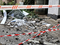 Rubble covers the ground after the October 18 Russian missile strike in Odesa, Ukraine, on October 19, 2024. NO USE RUSSIA. NO USE BELARUS....