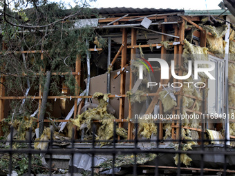 A building is damaged by the October 18 Russian missile strike in Odesa, Ukraine, on October 19, 2024. NO USE RUSSIA. NO USE BELARUS. (