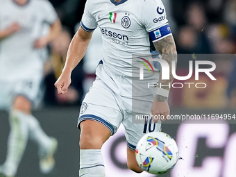 Lautaro Martinez of FC Internazionale during the Serie A Enilive match between AS Roma and FC Internazionale at Stadio Olimpico on October 2...