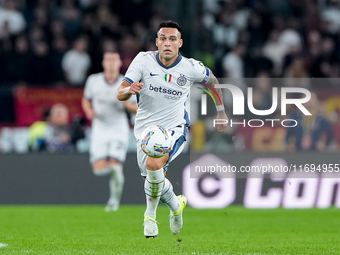 Lautaro Martinez of FC Internazionale during the Serie A Enilive match between AS Roma and FC Internazionale at Stadio Olimpico on October 2...