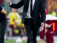 Simone Inzaghi head coach of FC Internazionale gestures during the Serie A Enilive match between AS Roma and FC Internazionale at Stadio Oli...