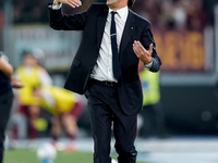 Simone Inzaghi head coach of FC Internazionale gestures during the Serie A Enilive match between AS Roma and FC Internazionale at Stadio Oli...