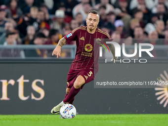 Angelino of AS Roma during the Serie A Enilive match between AS Roma and FC Internazionale at Stadio Olimpico on October 20, 2024 in Rome, I...