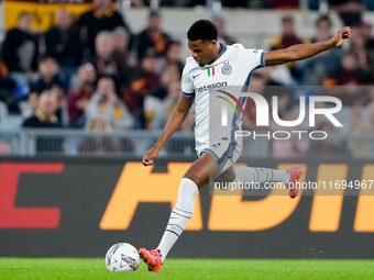 Denzel Dumfries of FC Internazionale during the Serie A Enilive match between AS Roma and FC Internazionale at Stadio Olimpico on October 20...