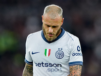 Federico Dimarco of FC Internazionale looks dejected during the Serie A Enilive match between AS Roma and FC Internazionale at Stadio Olimpi...