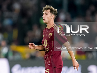 Tommaso Baldanzi of AS Roma looks on during the Serie A Enilive match between AS Roma and FC Internazionale at Stadio Olimpico on October 20...