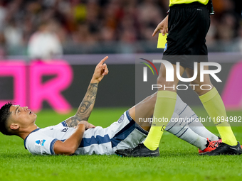 Joaquin Correa of FC Internazionale gestures during the Serie A Enilive match between AS Roma and FC Internazionale at Stadio Olimpico on Oc...