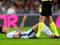 Joaquin Correa of FC Internazionale gestures during the Serie A Enilive match between AS Roma and FC Internazionale at Stadio Olimpico on Oc...