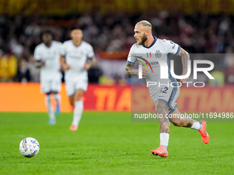 Federico Dimarco of FC Internazionale during the Serie A Enilive match between AS Roma and FC Internazionale at Stadio Olimpico on October 2...