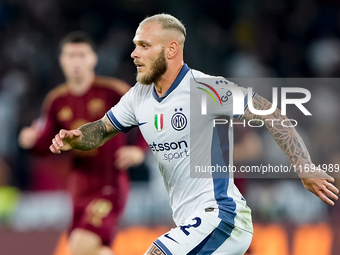 Federico Dimarco of FC Internazionale during the Serie A Enilive match between AS Roma and FC Internazionale at Stadio Olimpico on October 2...