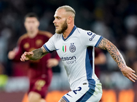 Federico Dimarco of FC Internazionale during the Serie A Enilive match between AS Roma and FC Internazionale at Stadio Olimpico on October 2...