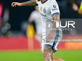 Federico Dimarco of FC Internazionale during the Serie A Enilive match between AS Roma and FC Internazionale at Stadio Olimpico on October 2...