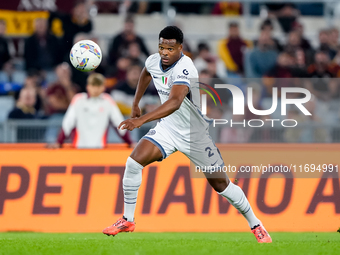 Denzel Dumfries of FC Internazionale during the Serie A Enilive match between AS Roma and FC Internazionale at Stadio Olimpico on October 20...