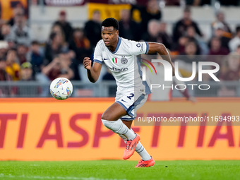 Denzel Dumfries of FC Internazionale during the Serie A Enilive match between AS Roma and FC Internazionale at Stadio Olimpico on October 20...