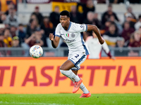 Denzel Dumfries of FC Internazionale during the Serie A Enilive match between AS Roma and FC Internazionale at Stadio Olimpico on October 20...