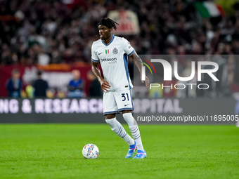 Yann Aurel Bisseck of FC Internazionale during the Serie A Enilive match between AS Roma and FC Internazionale at Stadio Olimpico on October...