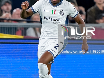 Denzel Dumfries of FC Internazionale during the Serie A Enilive match between AS Roma and FC Internazionale at Stadio Olimpico on October 20...