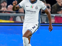 Denzel Dumfries of FC Internazionale during the Serie A Enilive match between AS Roma and FC Internazionale at Stadio Olimpico on October 20...